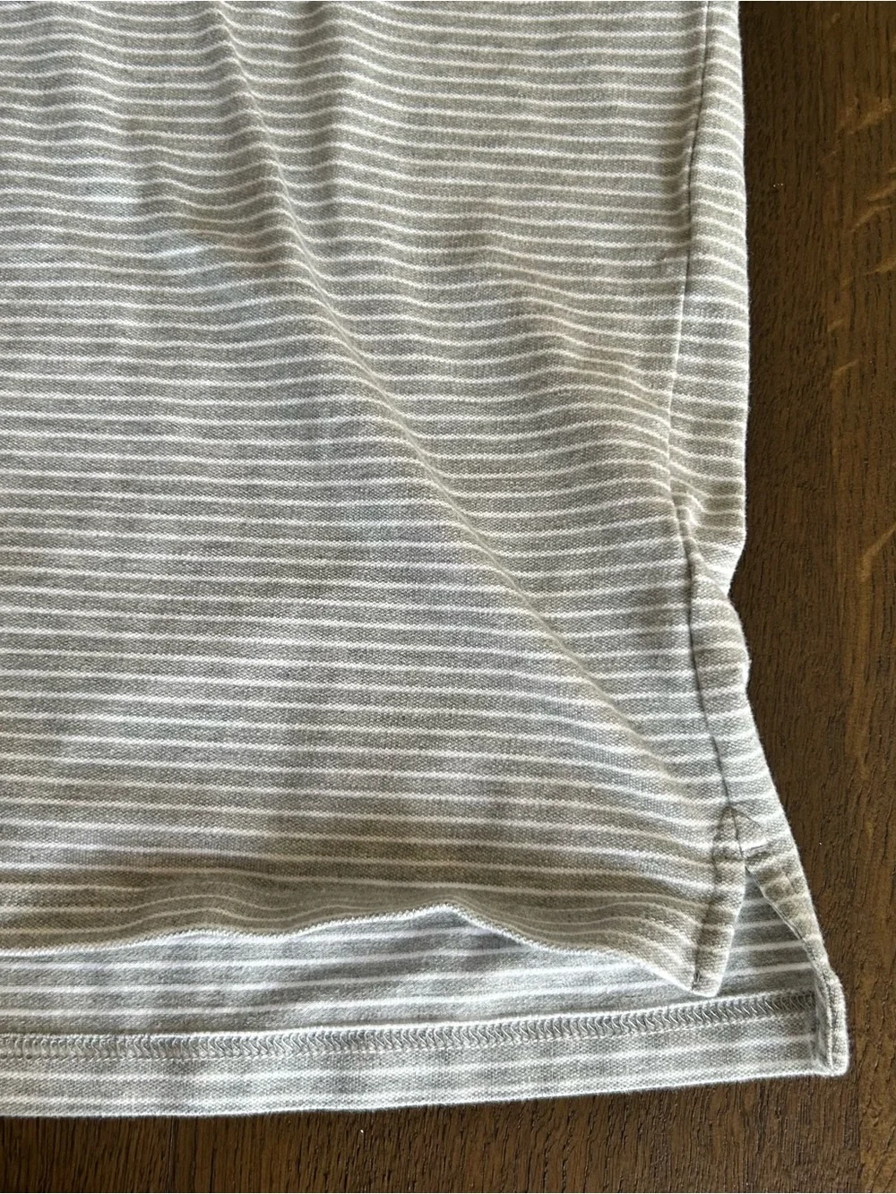 J. Crew light gray white striped flex pique polo